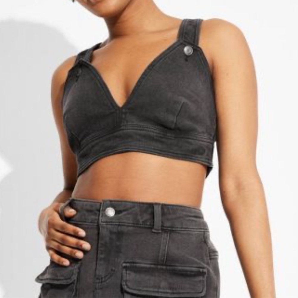 Wild Fable black denim stretch crop top